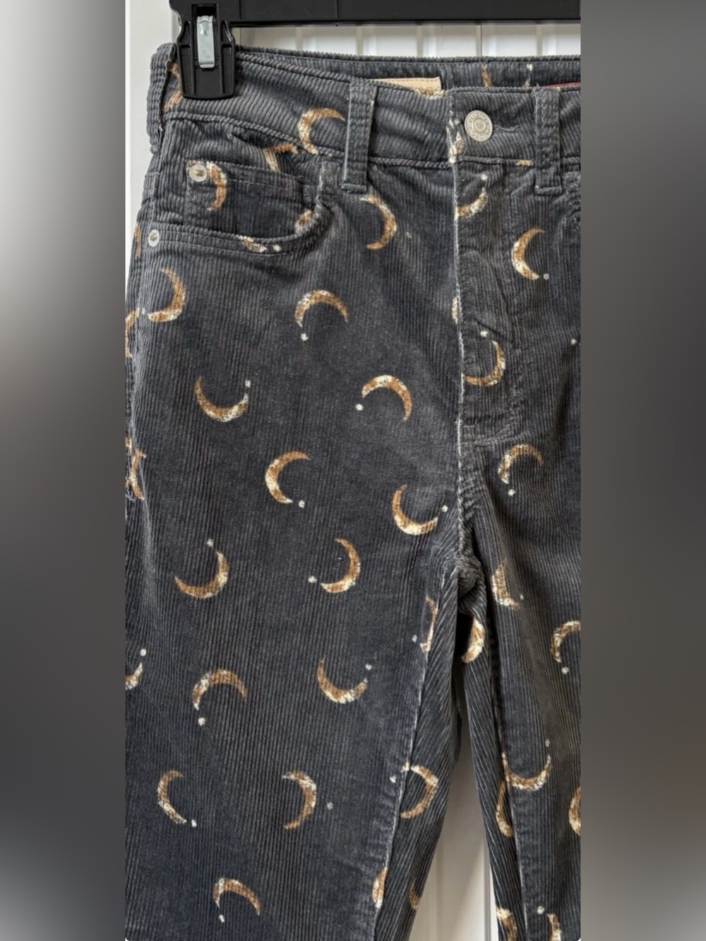 Pilcro Flare Gray Corduroy Bootcut Pants 25 Celestial Moon Whimsigoth Witchy - Picture 5 of 8